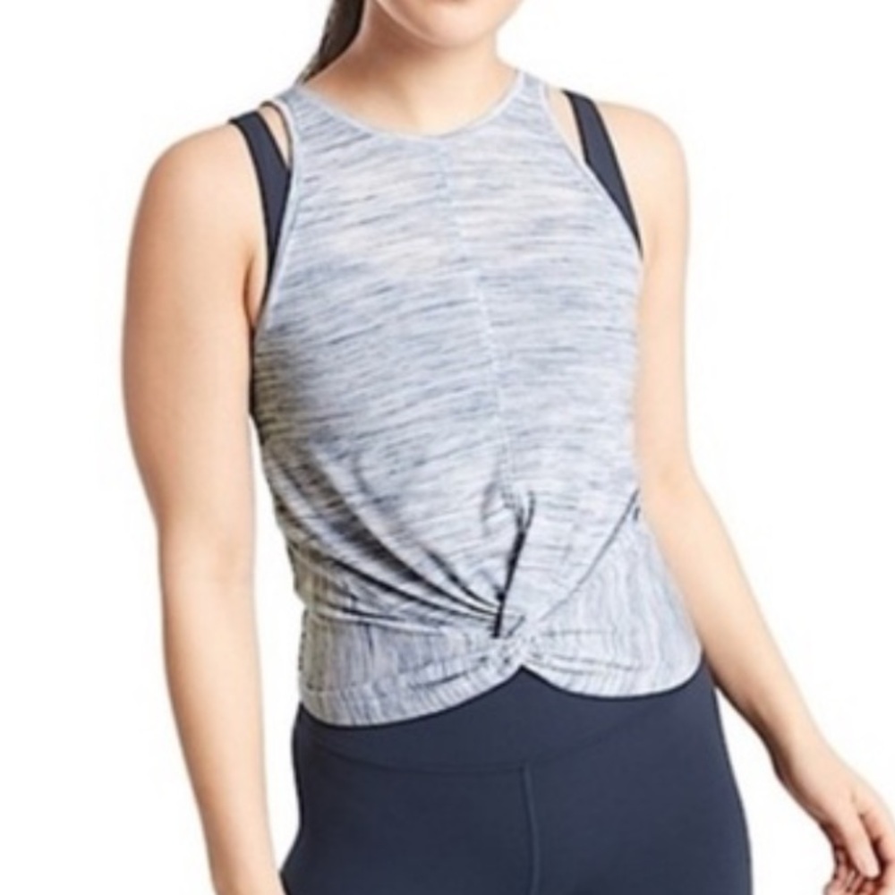Athleta Essence Tank Top Spacedye Twist-Front Women’s Medium Blue Activewear